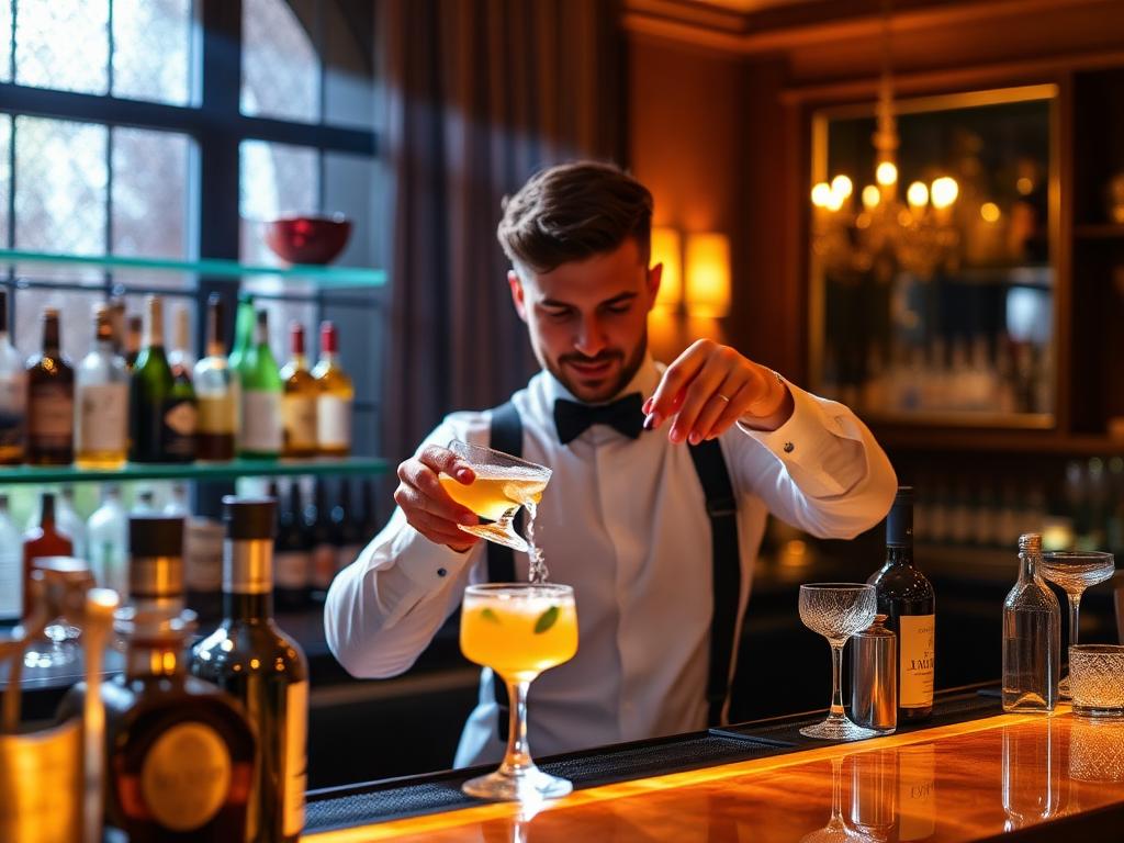 Bartender preparing a cocktail at a private event